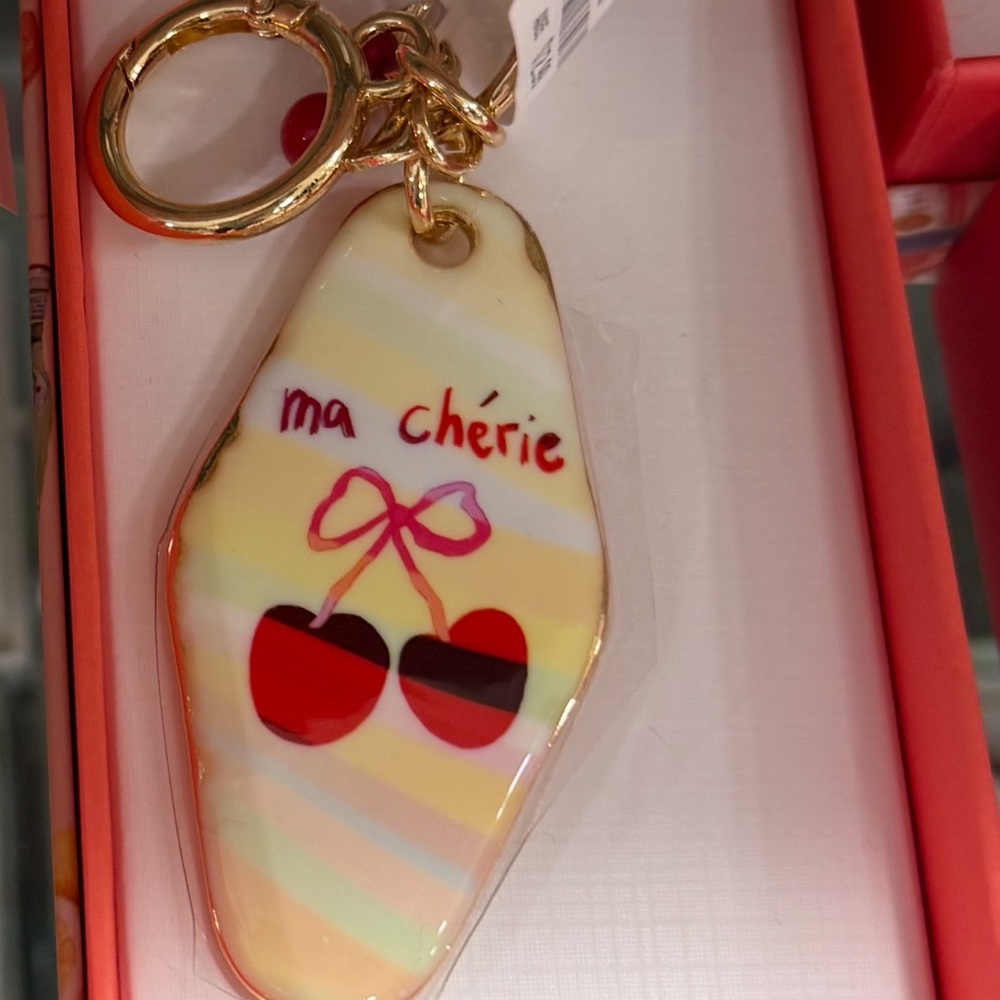 Chic Cherry Keychain with Gold Ring
